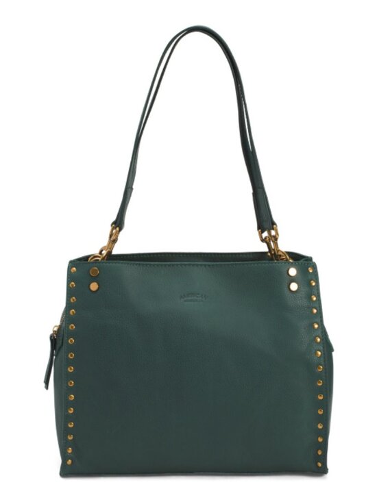 American Leather Co. Handbags - AMERICAN LEATHER CO. Leather Lenox Studded Triple Entry Satchel